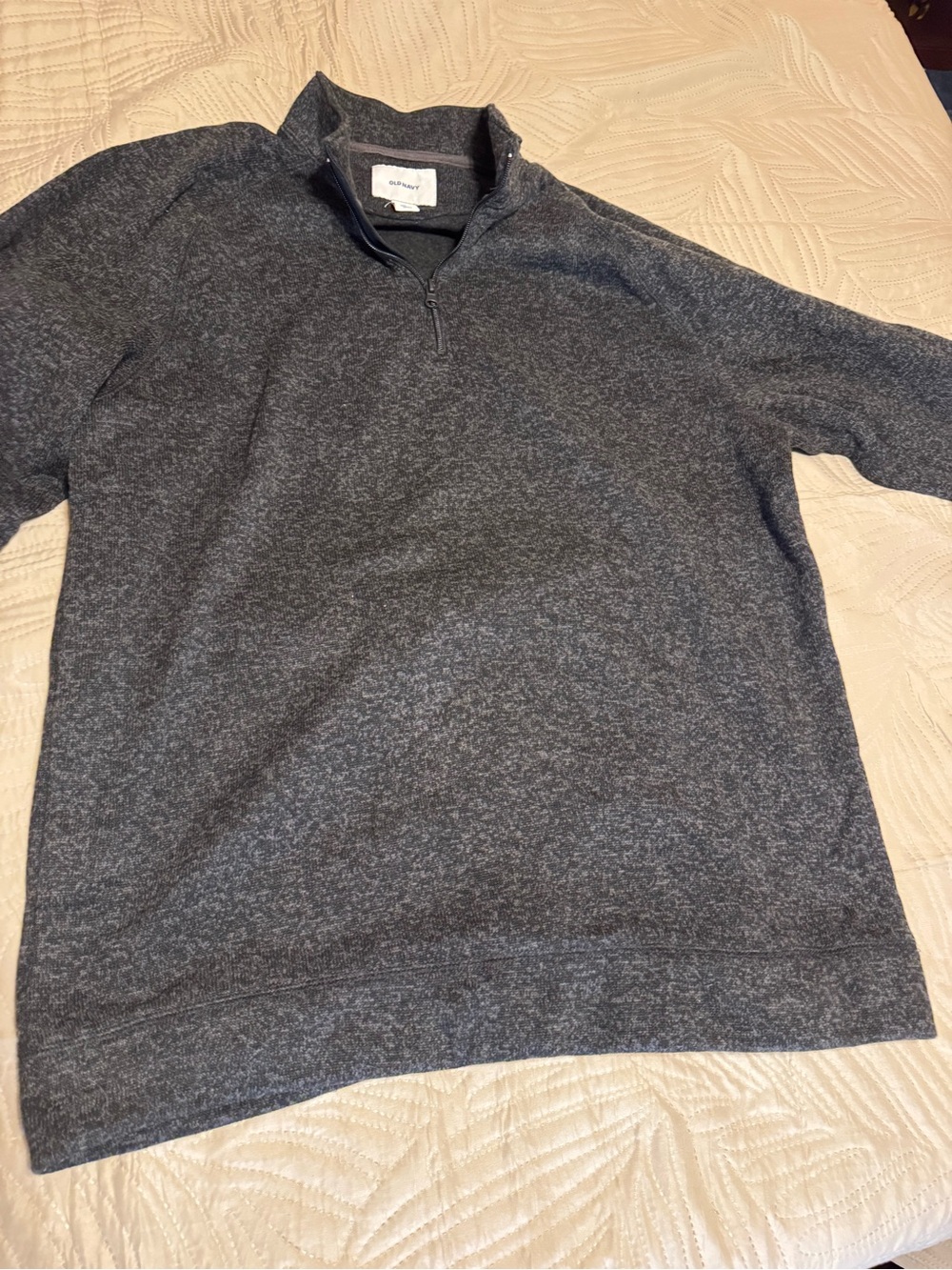 Old Navy Men's Heather Charcoal Quarter-Zip Fleece Sweater XL